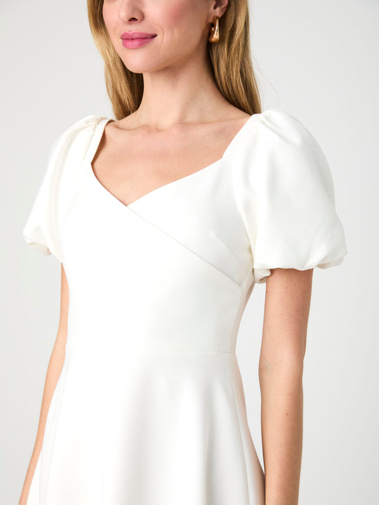 Whisper Puff Sleeve Overlap Mini Dress