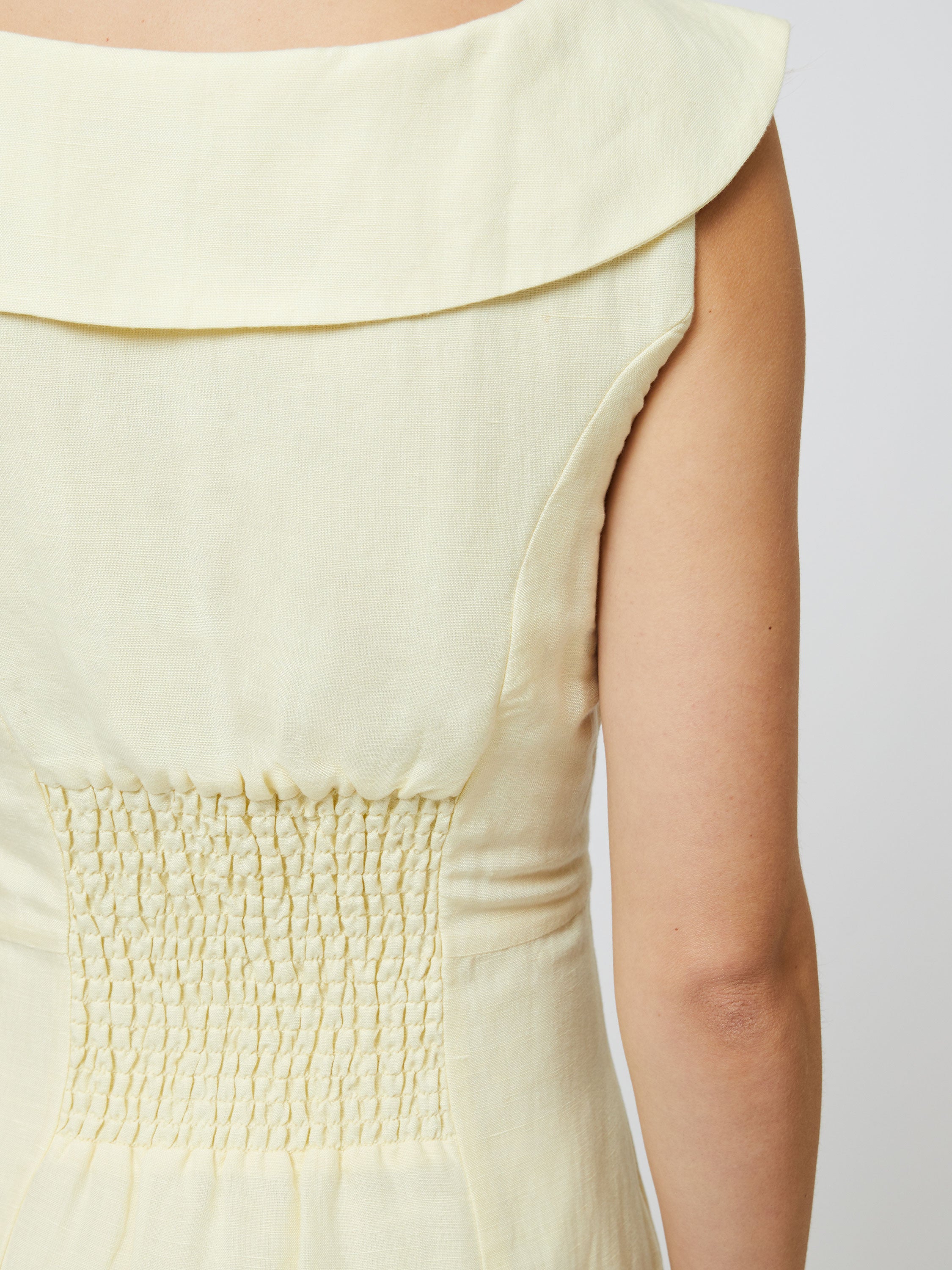 Birdie Linen V-Neck Dress Cornsilk Yellow | French Connection US