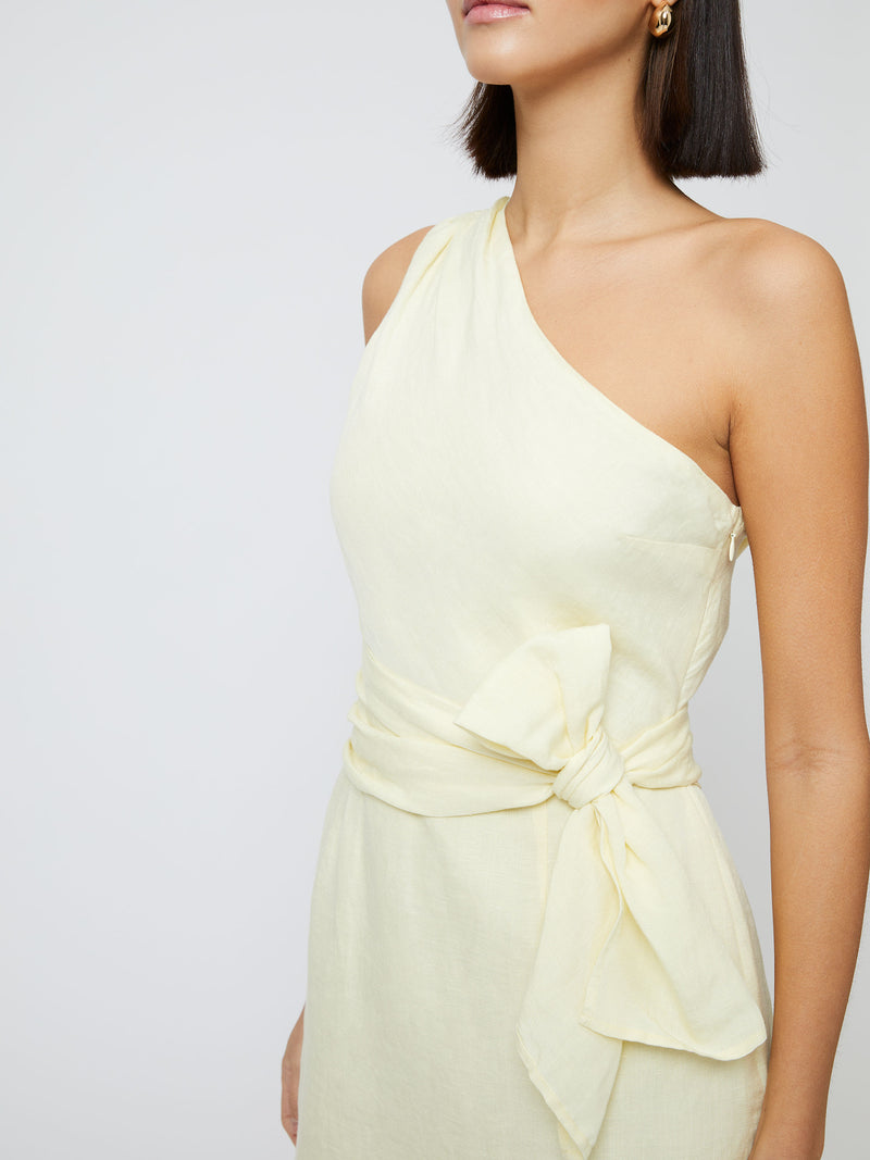 Birdie Linen One Shoulder Dress