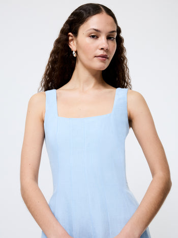 Birdie Linen Square Neck Midi Dress