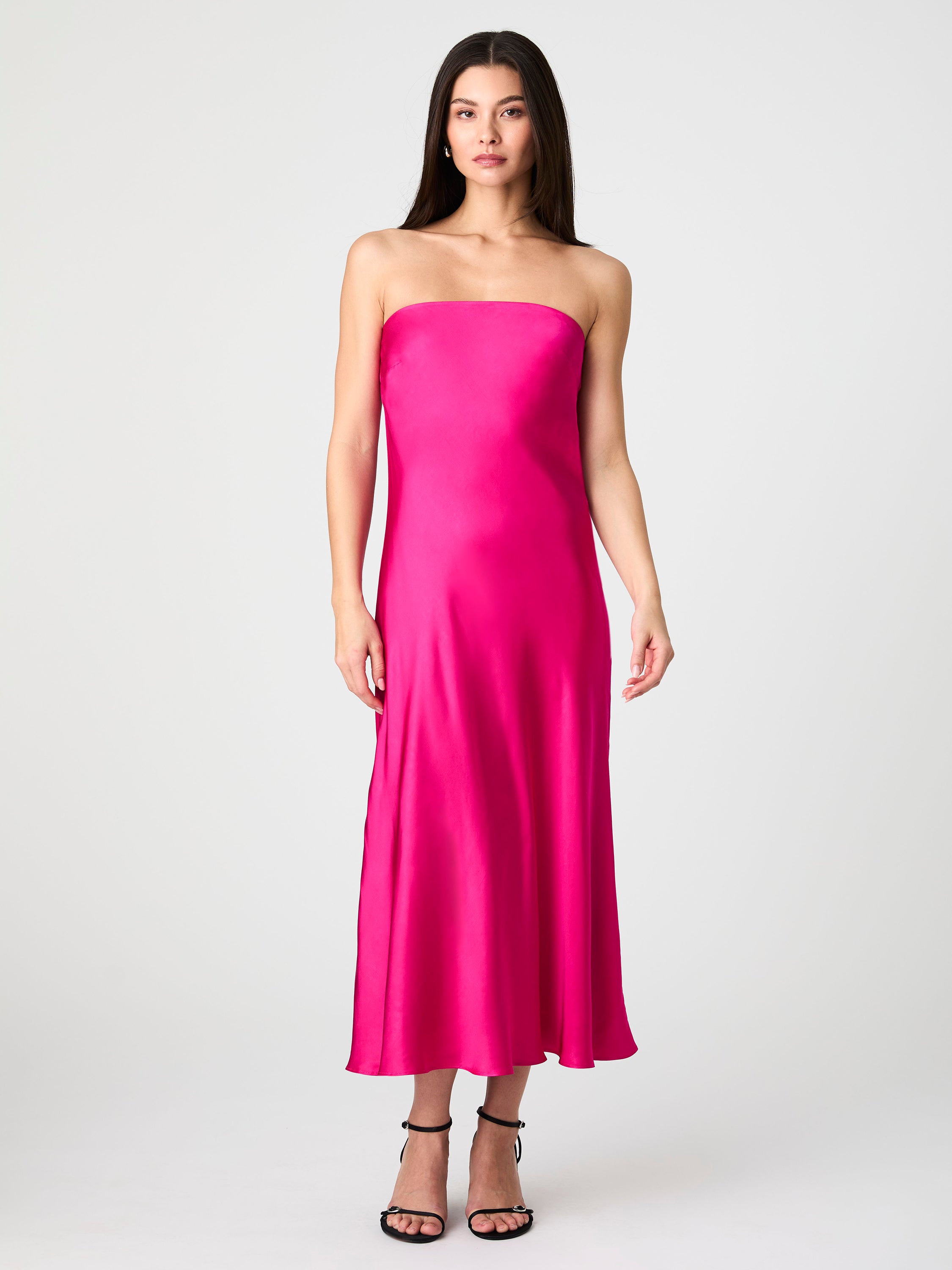 Strapless Cowl Back Midi Dress