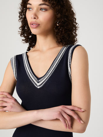 Sage Knit V-Neck Midi Dress