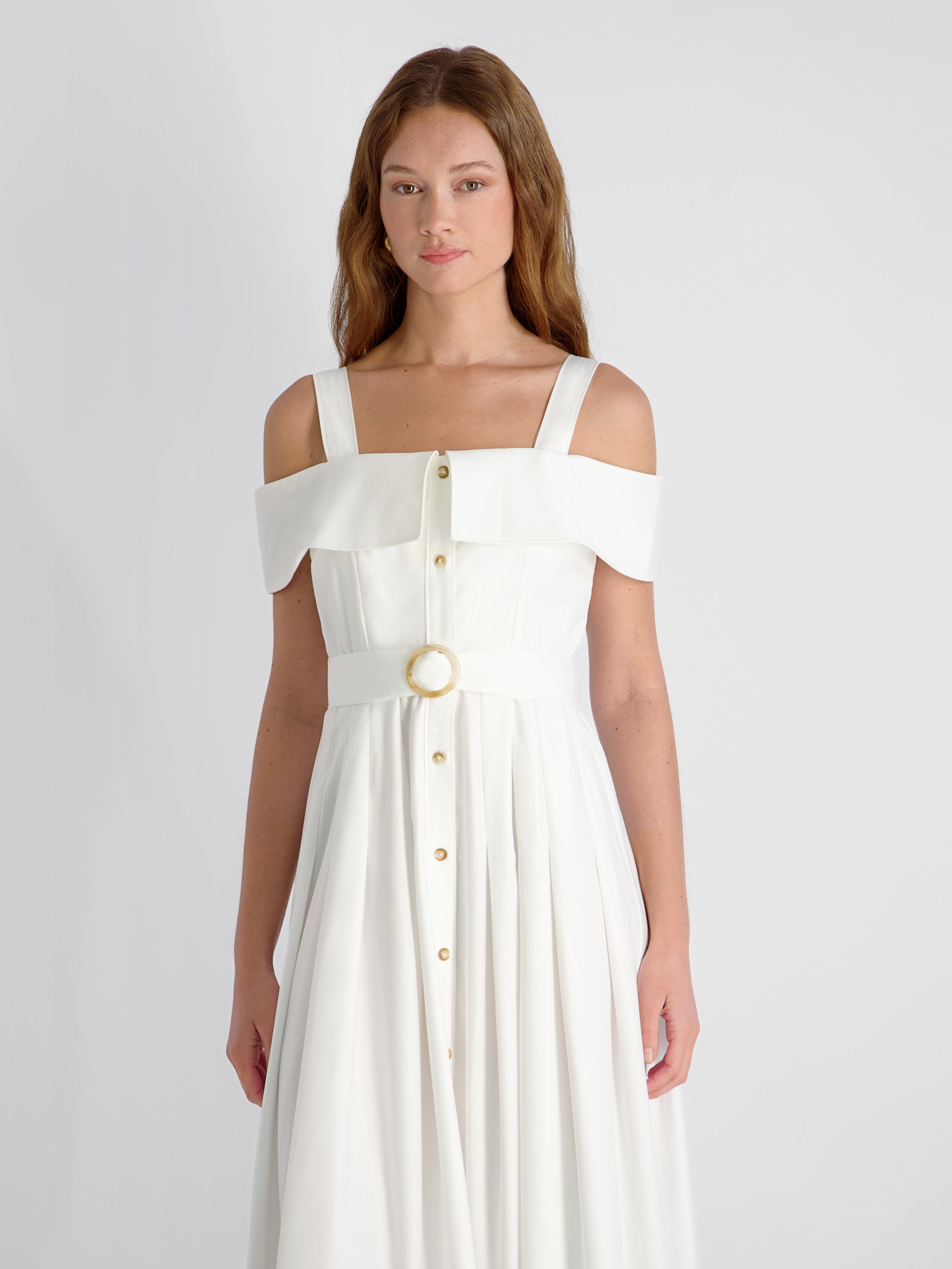 FLUID RAYON MIDI DRESS View 2 | White Dresses