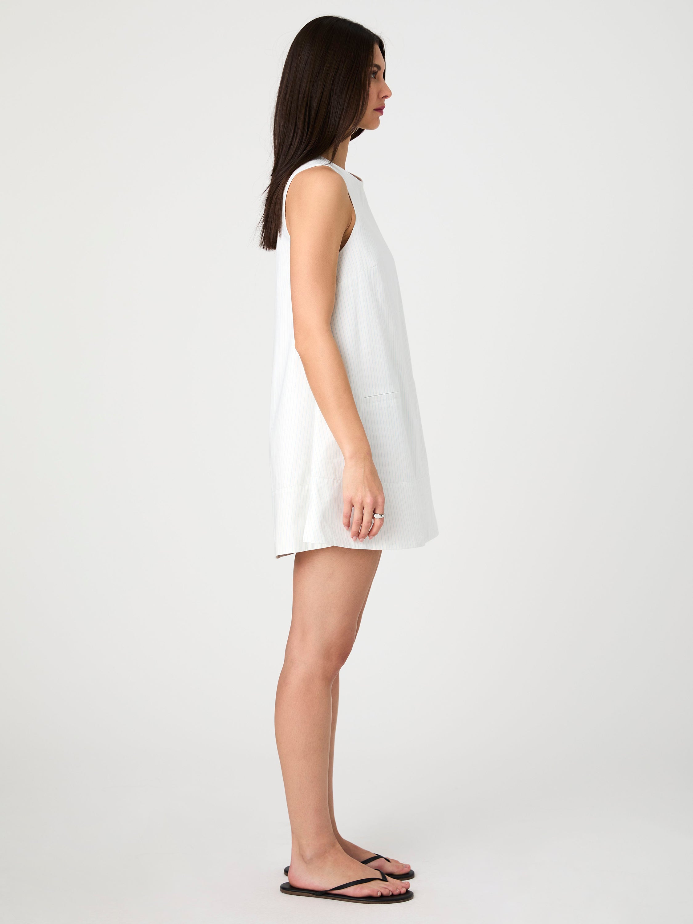 Pinstripe Sleeveless Shift Dress