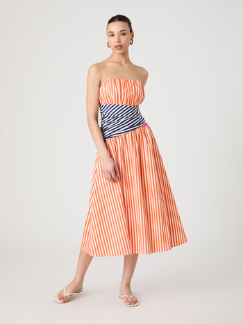 Fit & Flare Knit Midi Dress Miami Orange | French Connection US