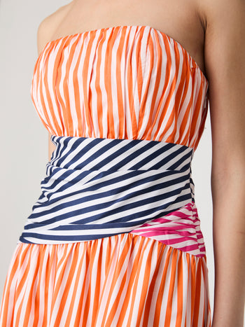 Alexis Stripe Strapless Midi Dress