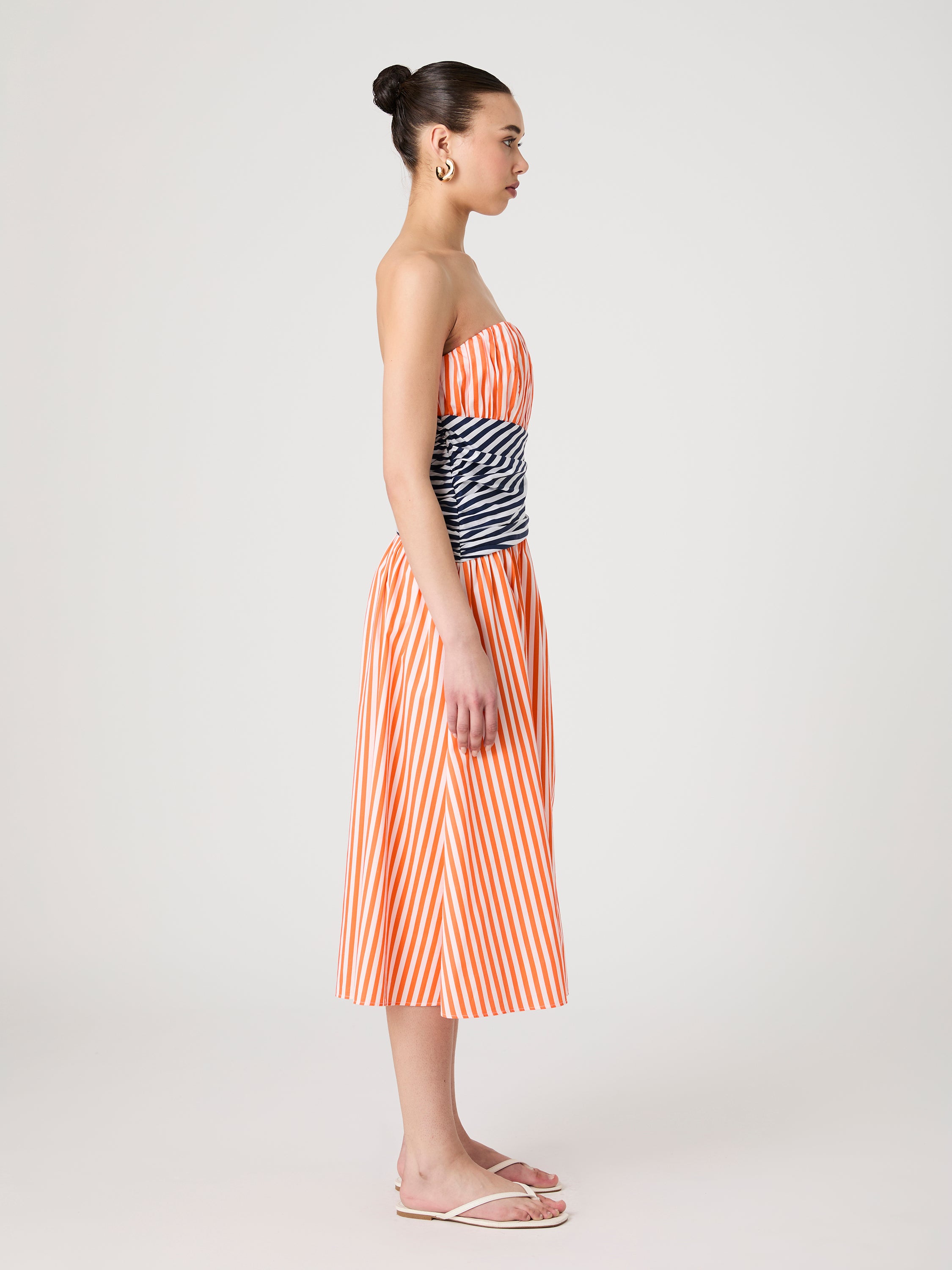 Alexis Stripe Strapless Midi Dress