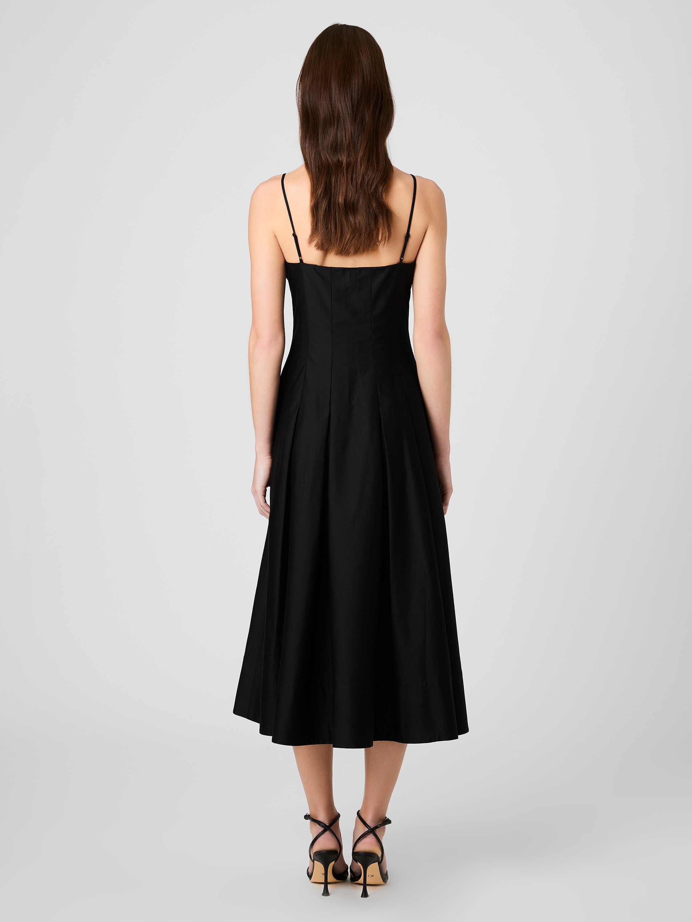 COTTON SATEEN PLEATED MIDI DRESS VIEW 4