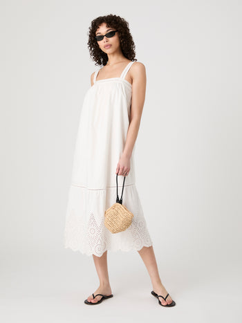 Cotton Square Neck Midi Dress