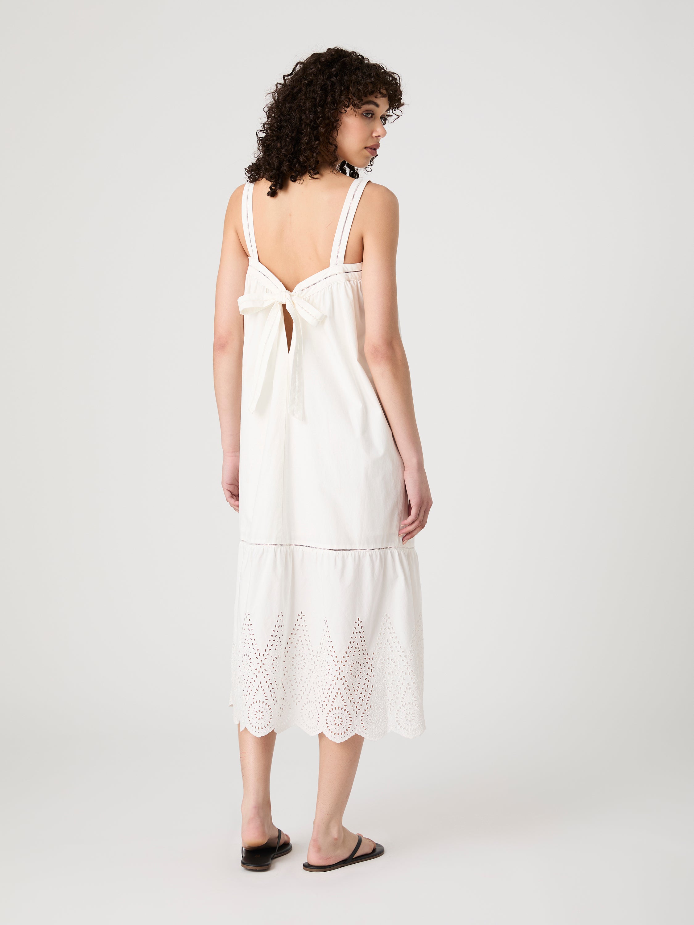 Cotton Square Neck Midi Dress