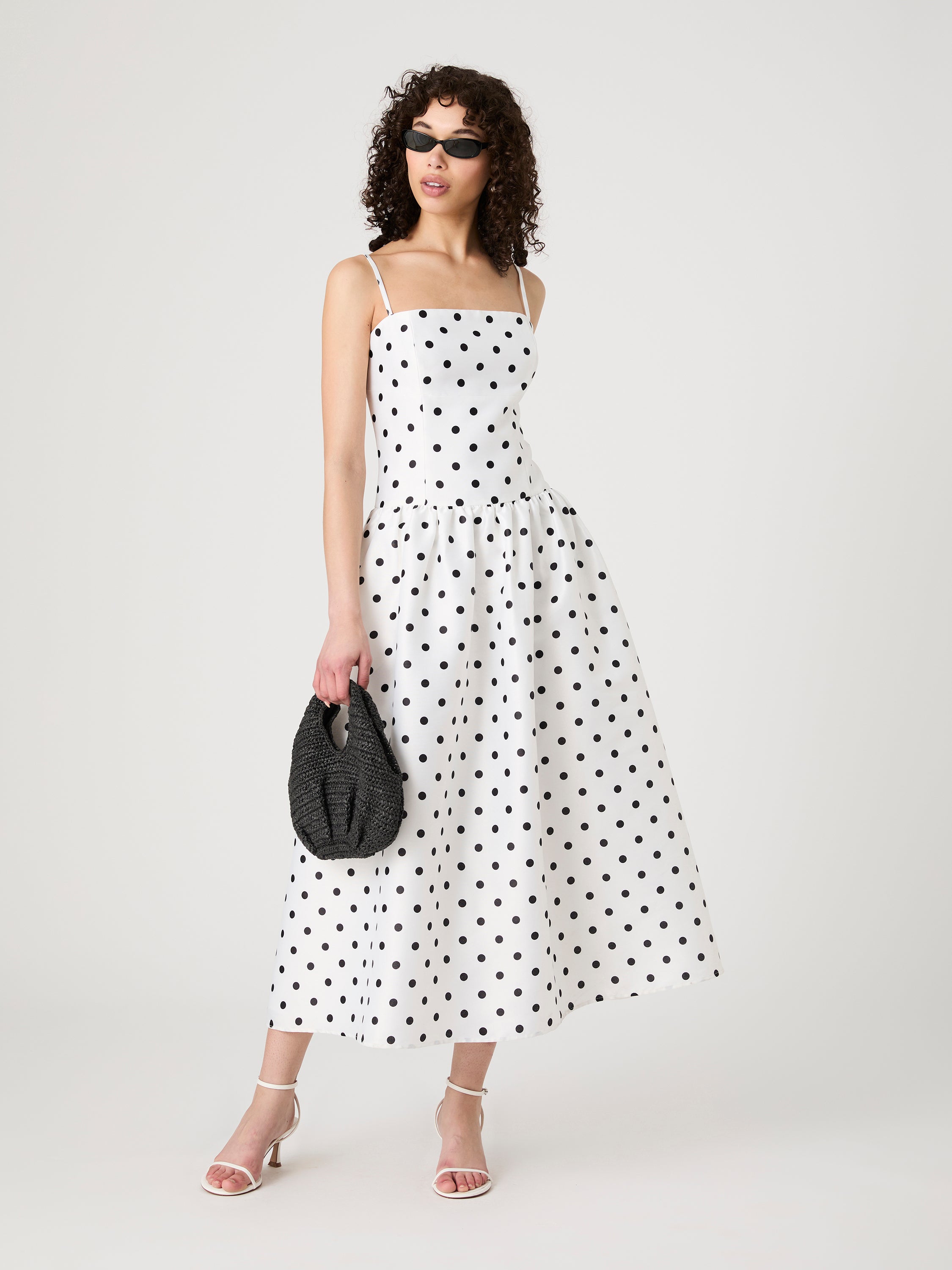 Strappy Polka Dot Midi Dress