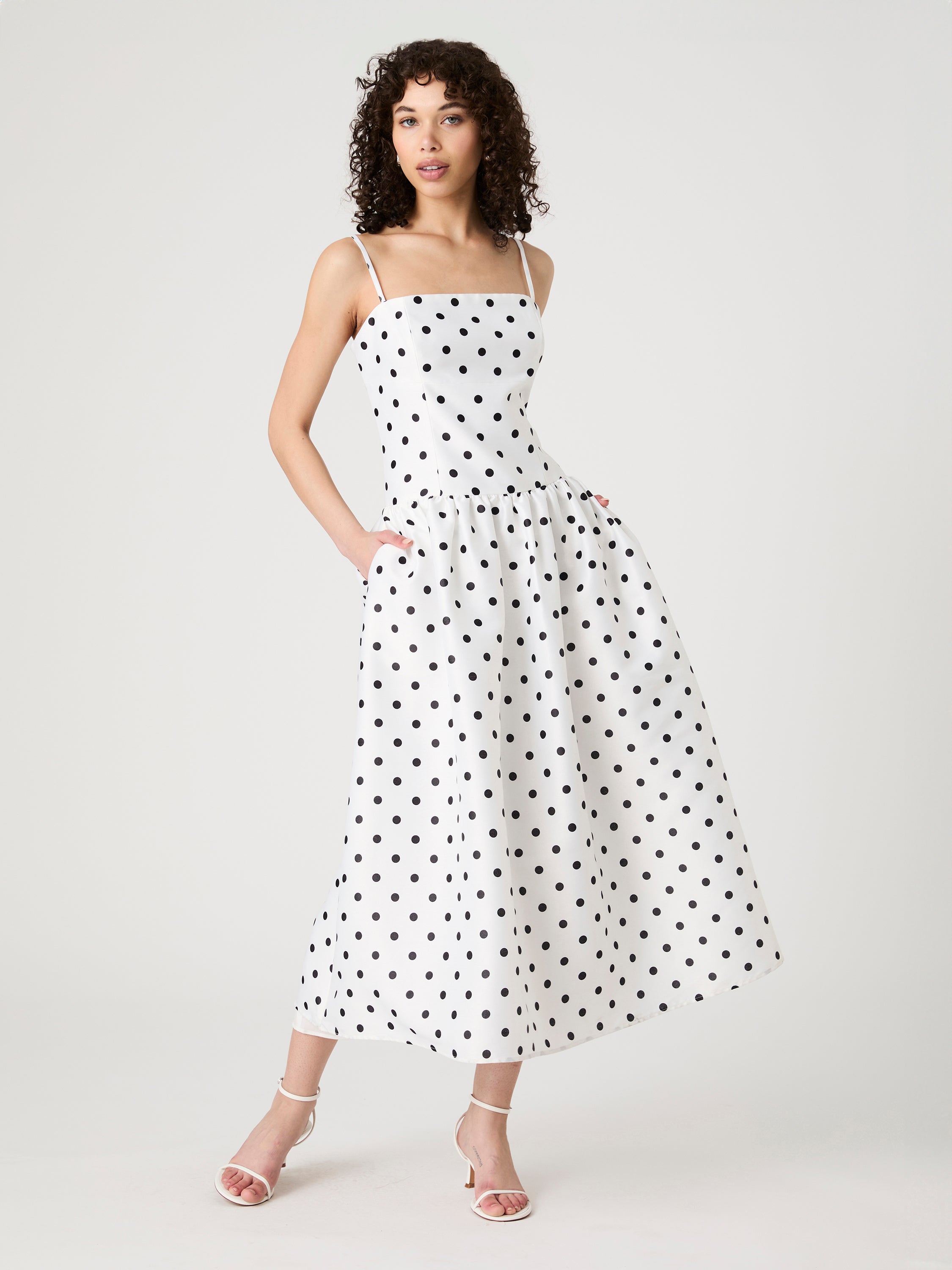 Strappy Polka Dot Midi Dress