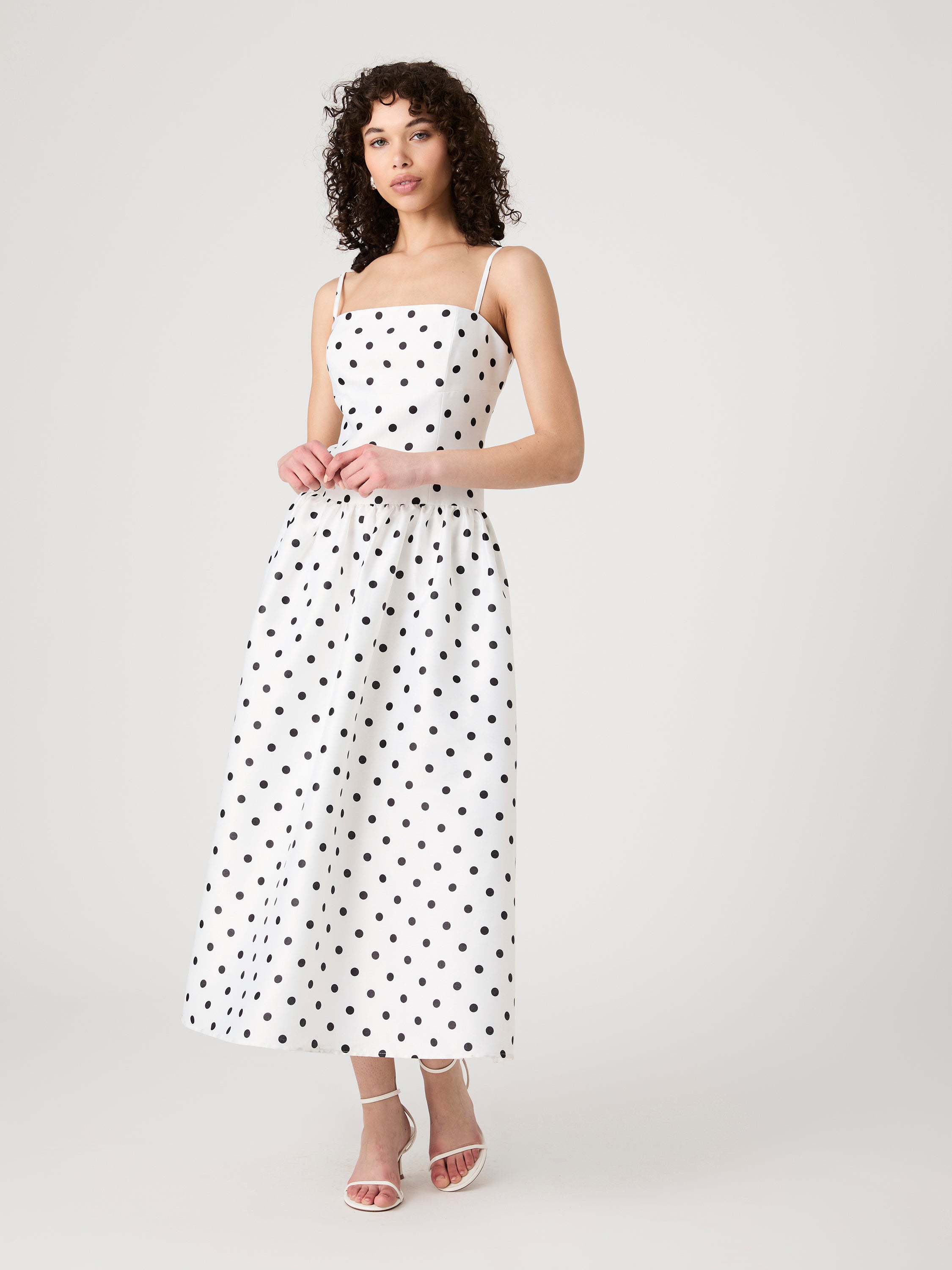 Strappy Polka Dot Midi Dress