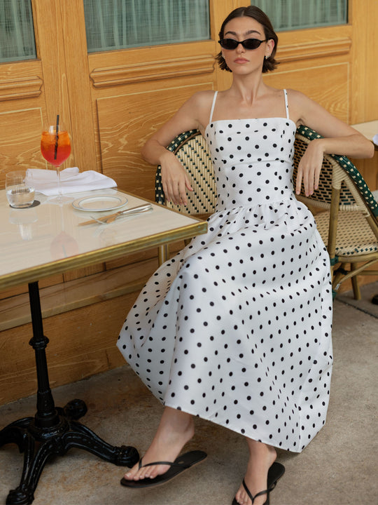 Strappy Polka Dot Midi Dress