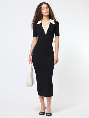Cosysoft Contrast V-Neck Midi Dress