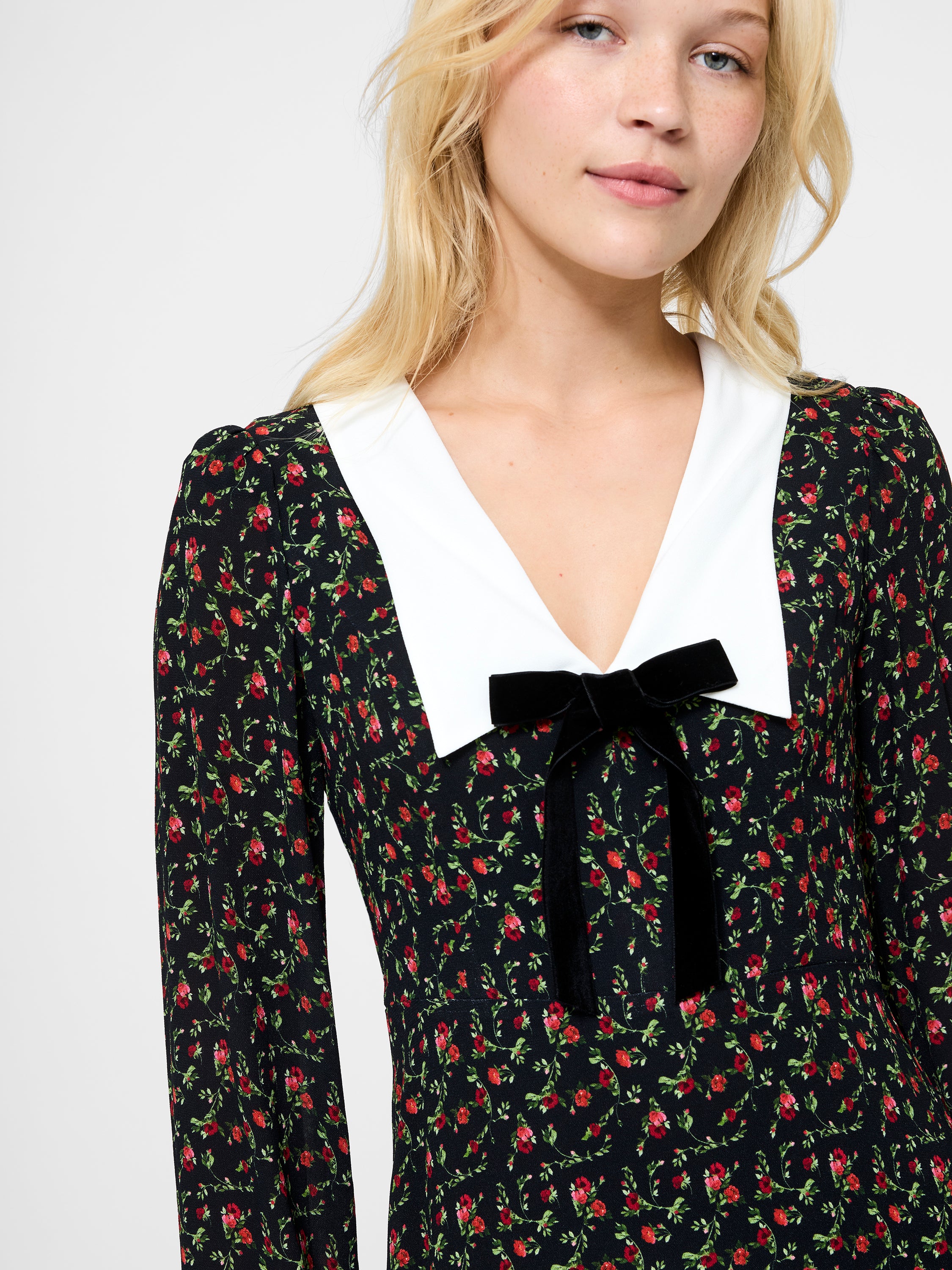 Yasmin Crepe Collared Mini Dress