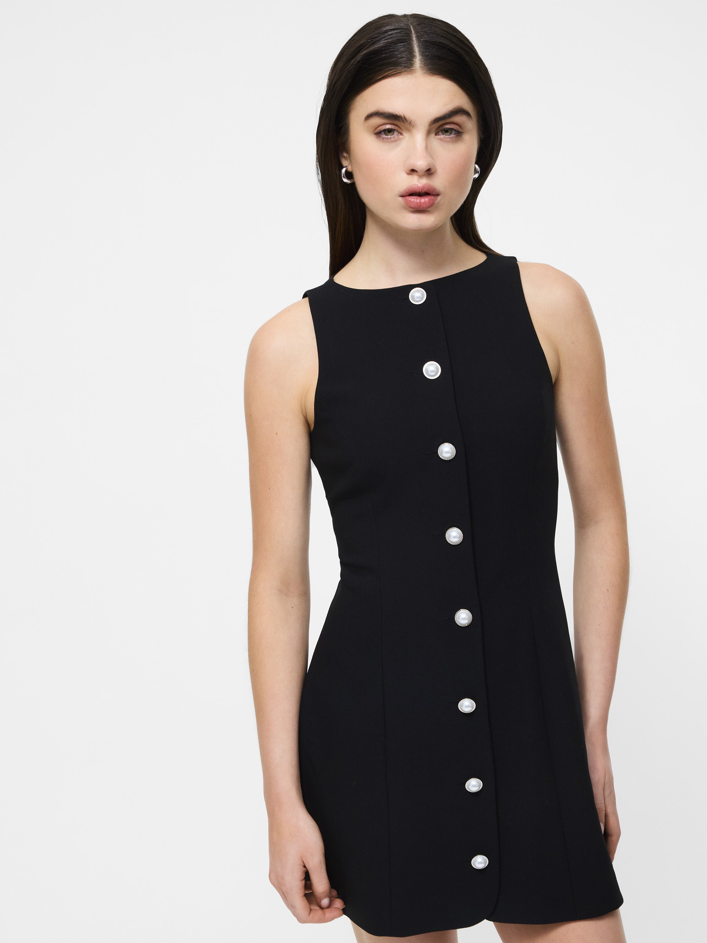 Azra Twill Button Down Mini Dress Black | French Connection US