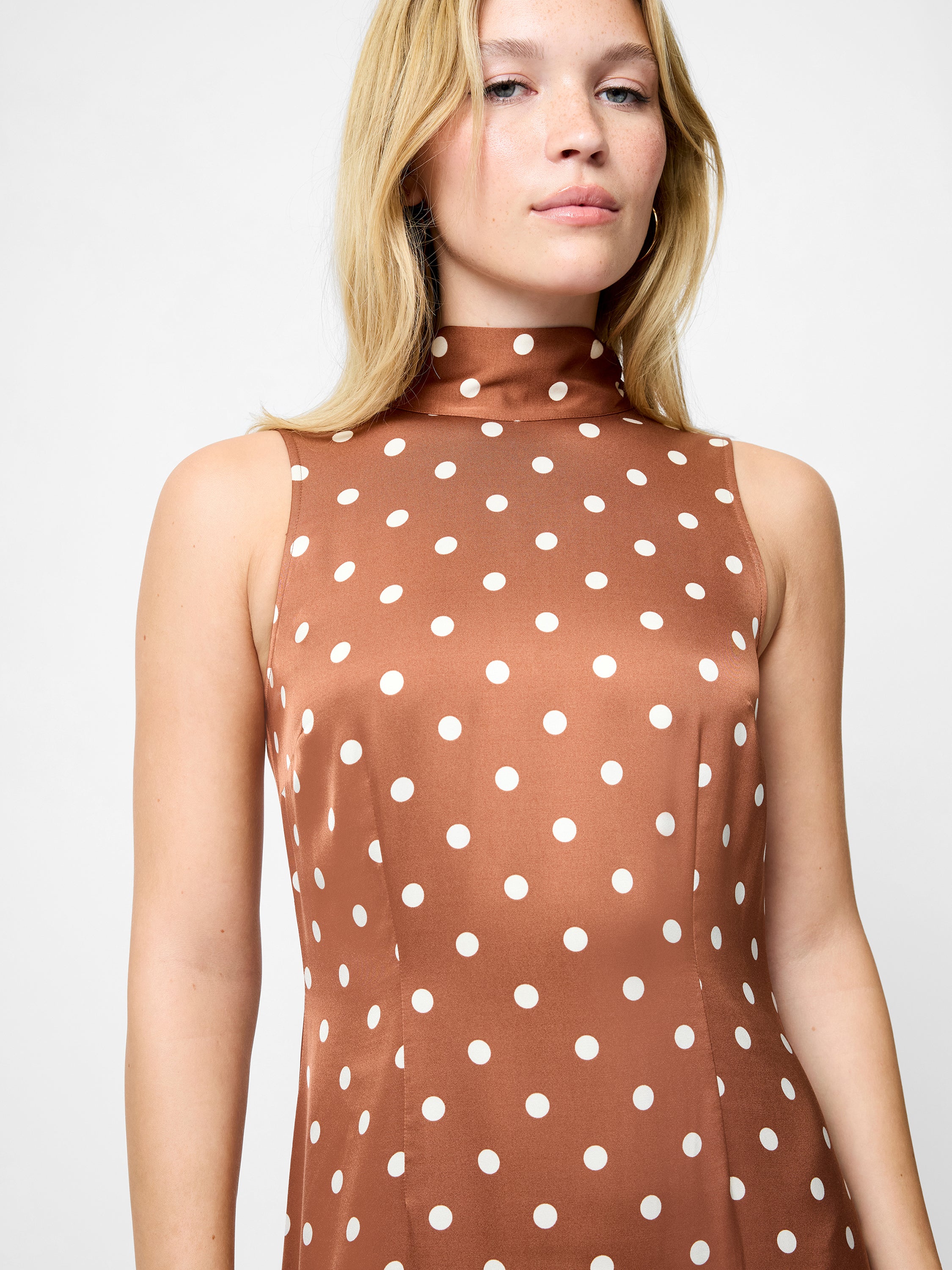 Ennis Satin Polka Dot Midi Dress