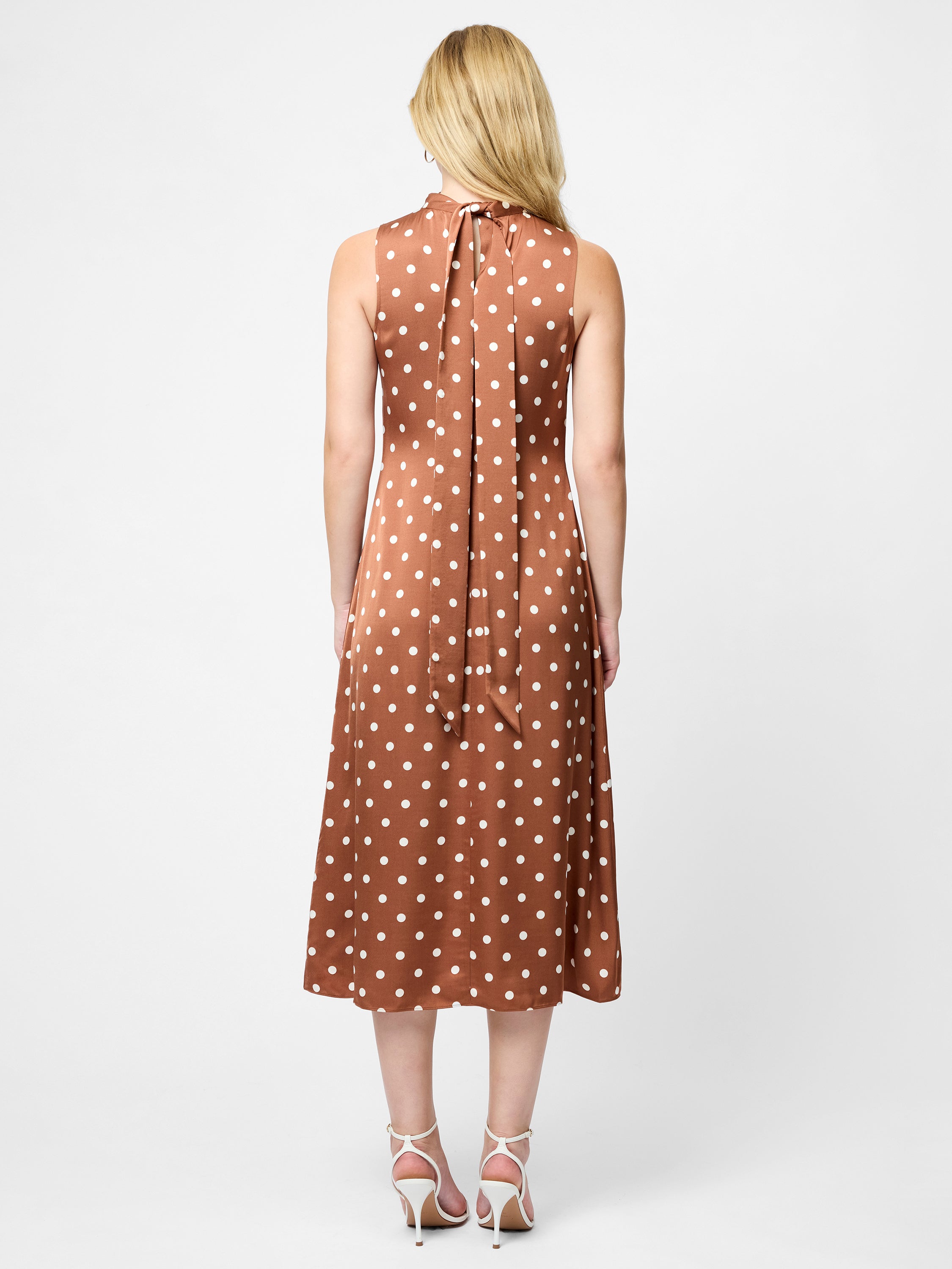 Ennis Satin Polka Dot Midi Dress