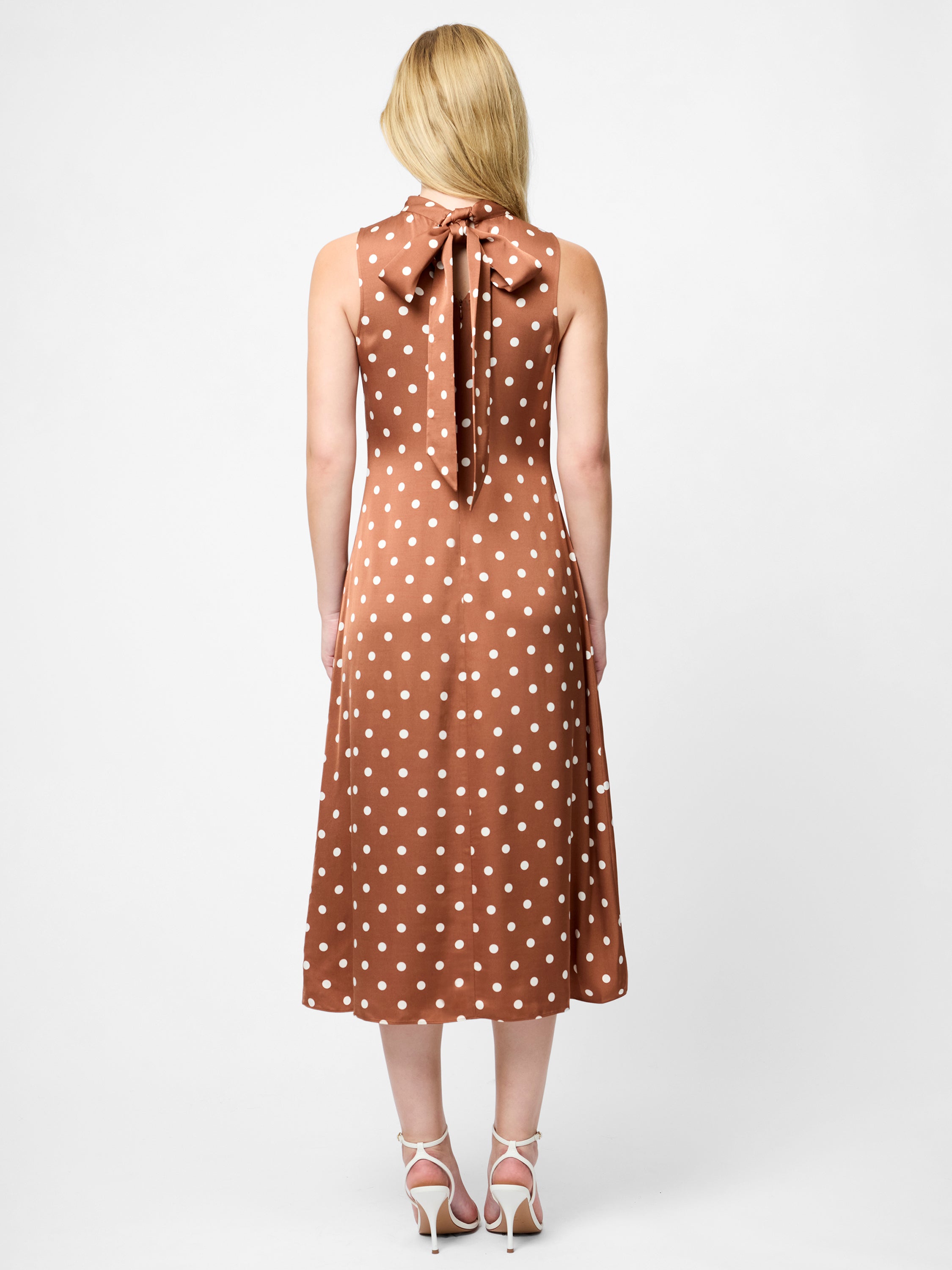 Ennis Satin Polka Dot Midi Dress