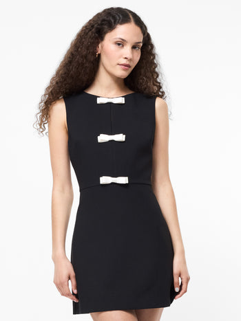 Contrast Bow Sleeveless Mini Dress