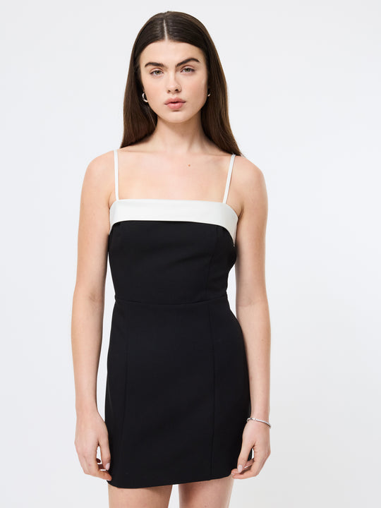 Satin Contrast Foldover Mini Dress
