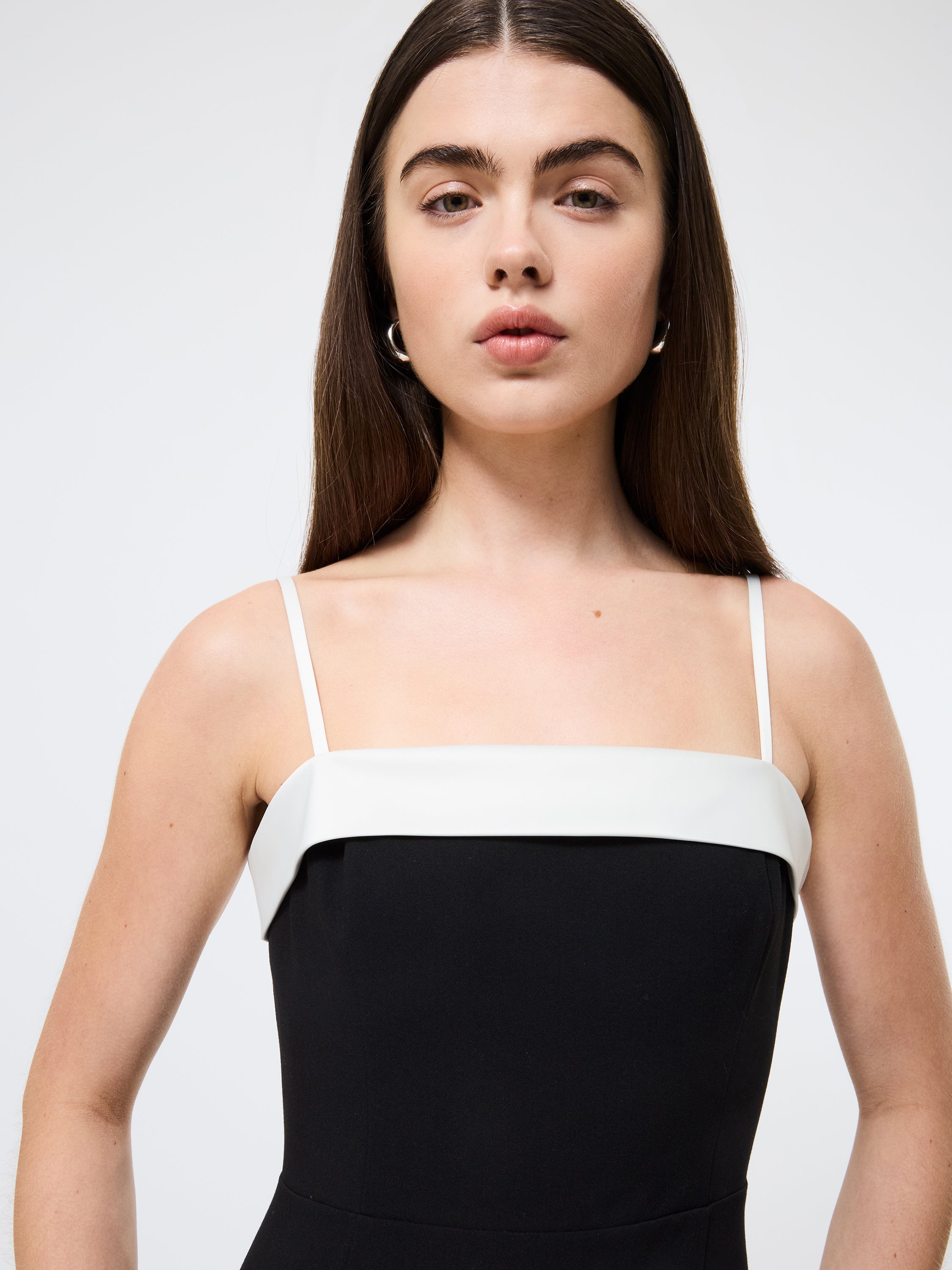 Satin Contrast Foldover Mini Dress