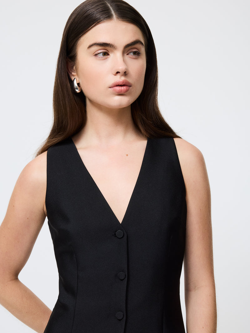 Taffeta V-Neck Mini Dress