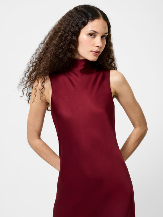 Ennis Satin Sleeveless Bow Midi Dress