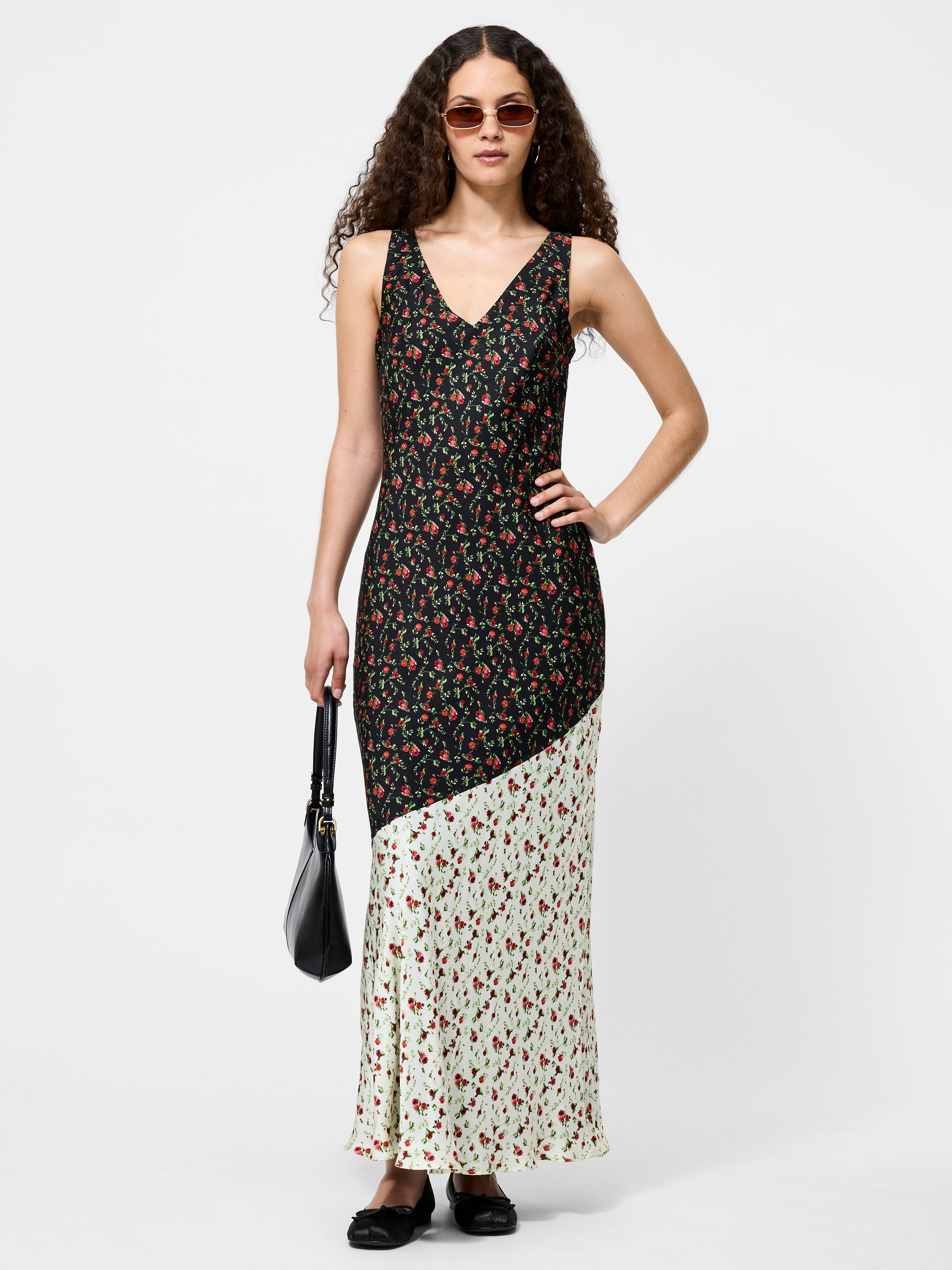 Julia Ditsy Bloom Colorblock Slip Dress