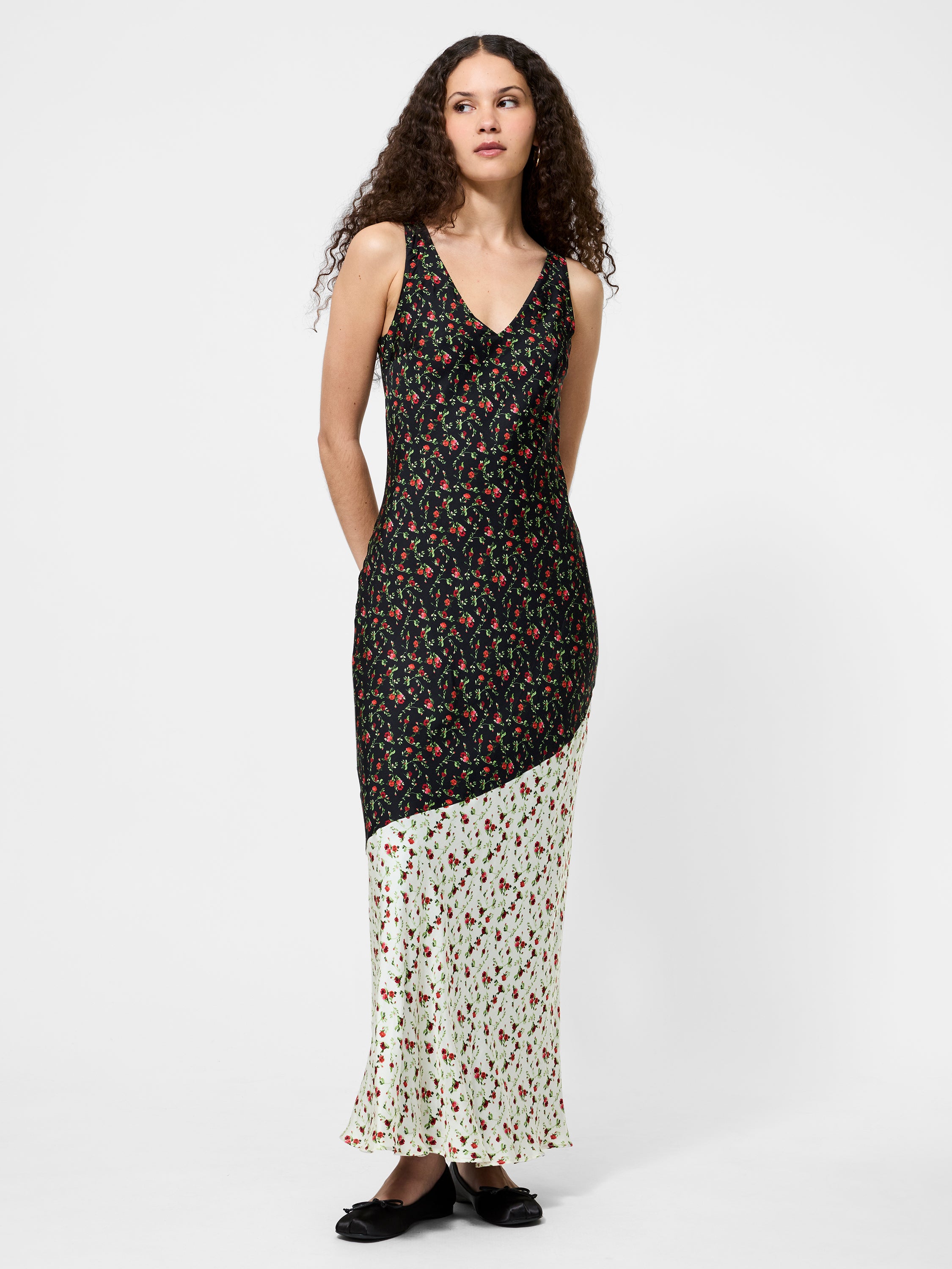 Julia Ditsy Bloom Colorblock Slip Dress