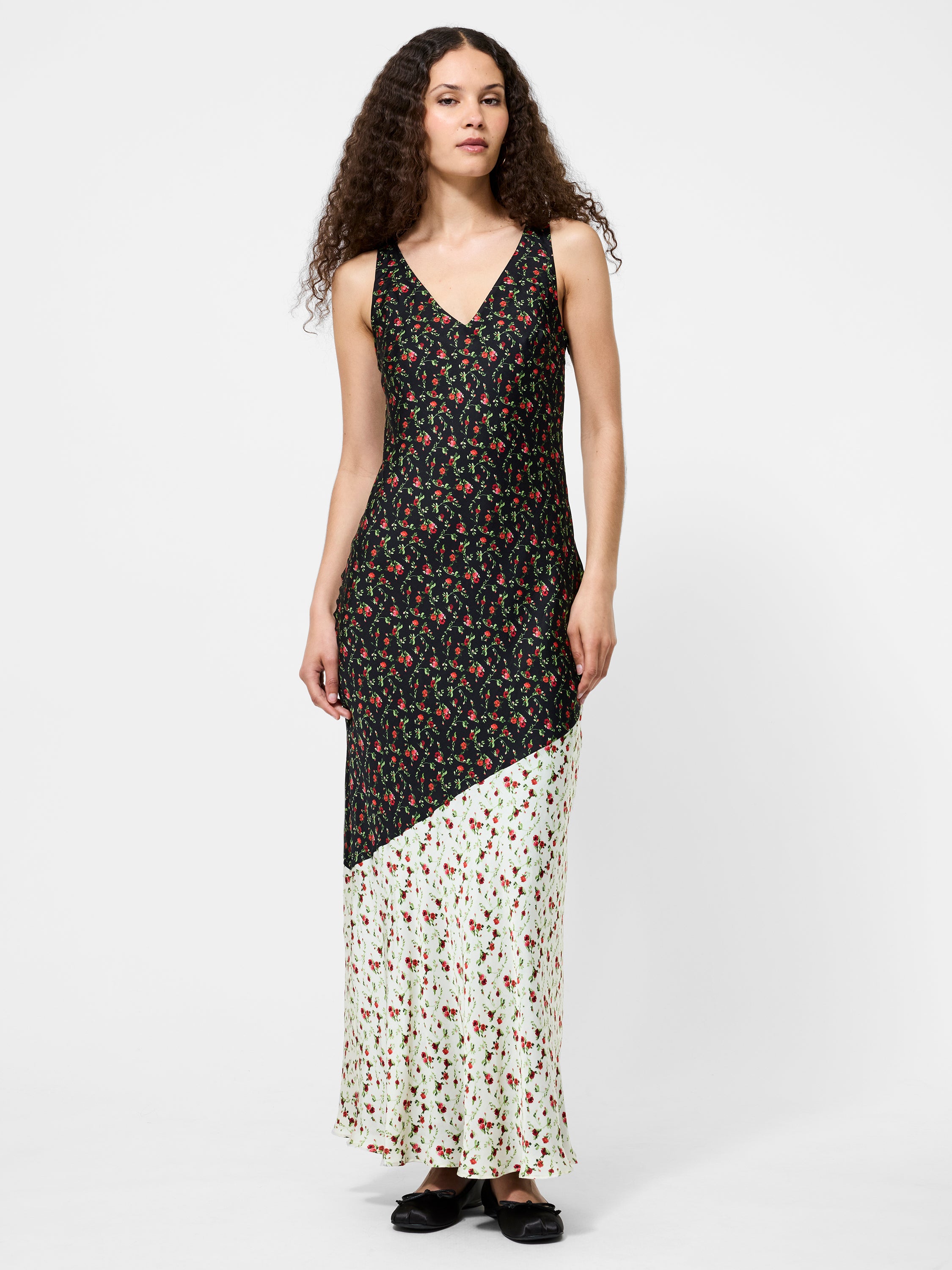 Julia Ditsy Bloom Colorblock Slip Dress