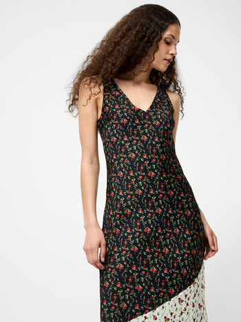 Julia Ditsy Bloom Colorblock Slip Dress