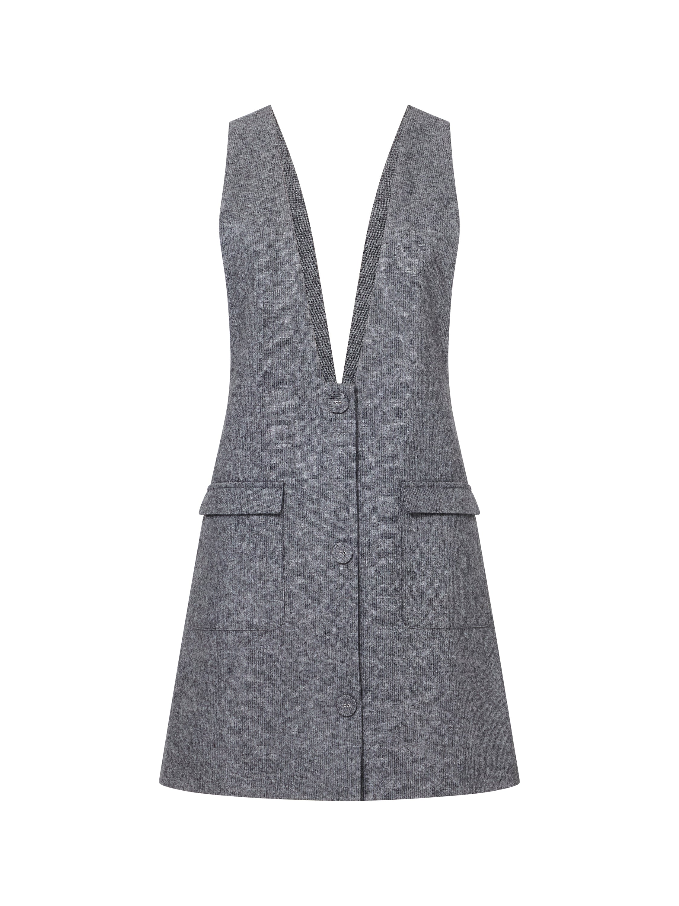 V-Neck Apron Mini Dress