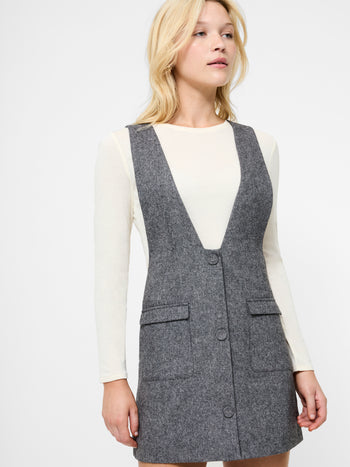 V-Neck Apron Mini Dress