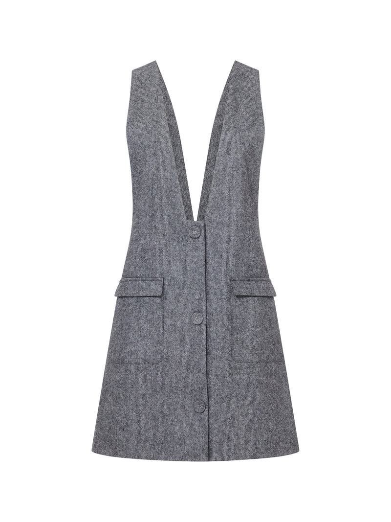 V-Neck Apron Mini Dress