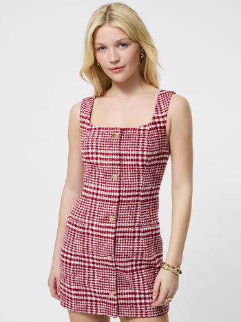 Square Neck Button Front Mini Dress