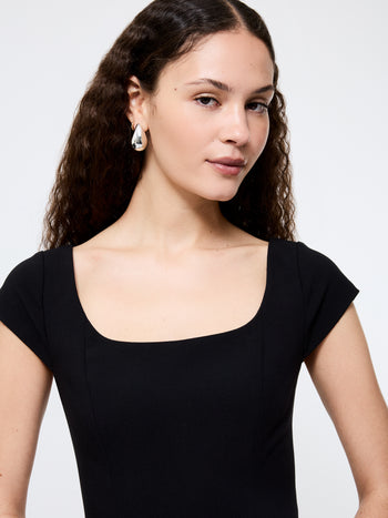 Azra Twill Cap Sleeve Mini Dress