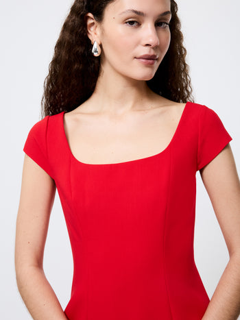 Azra Twill Cap Sleeve Mini Dress