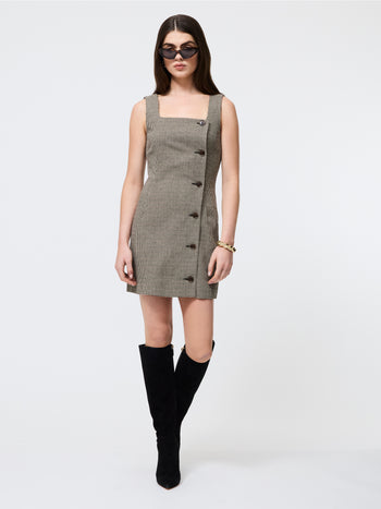 Houndstooth Wool Mini Dress