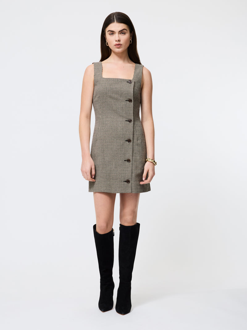 Houndstooth Wool Mini Dress