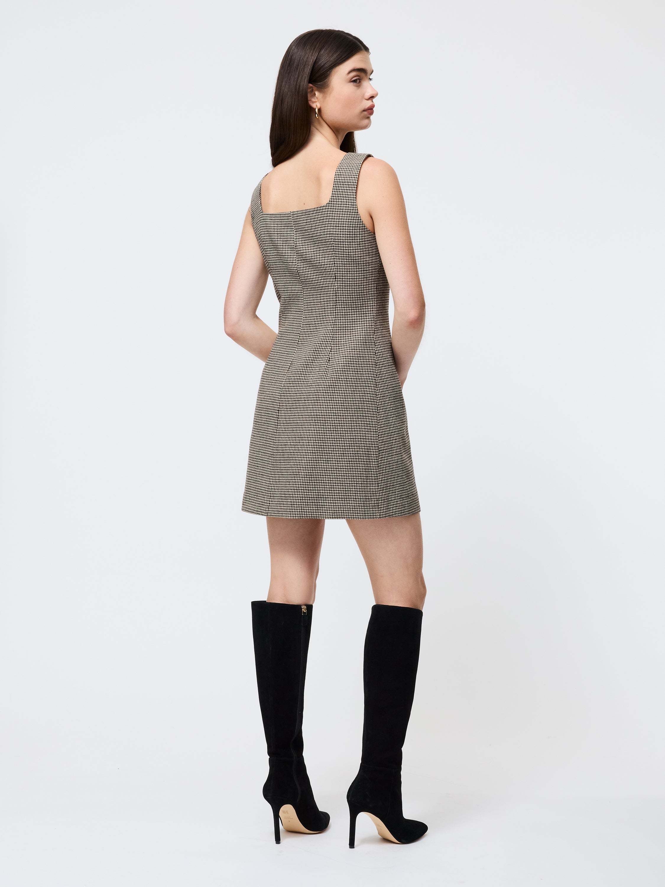 Houndstooth Wool Mini Dress