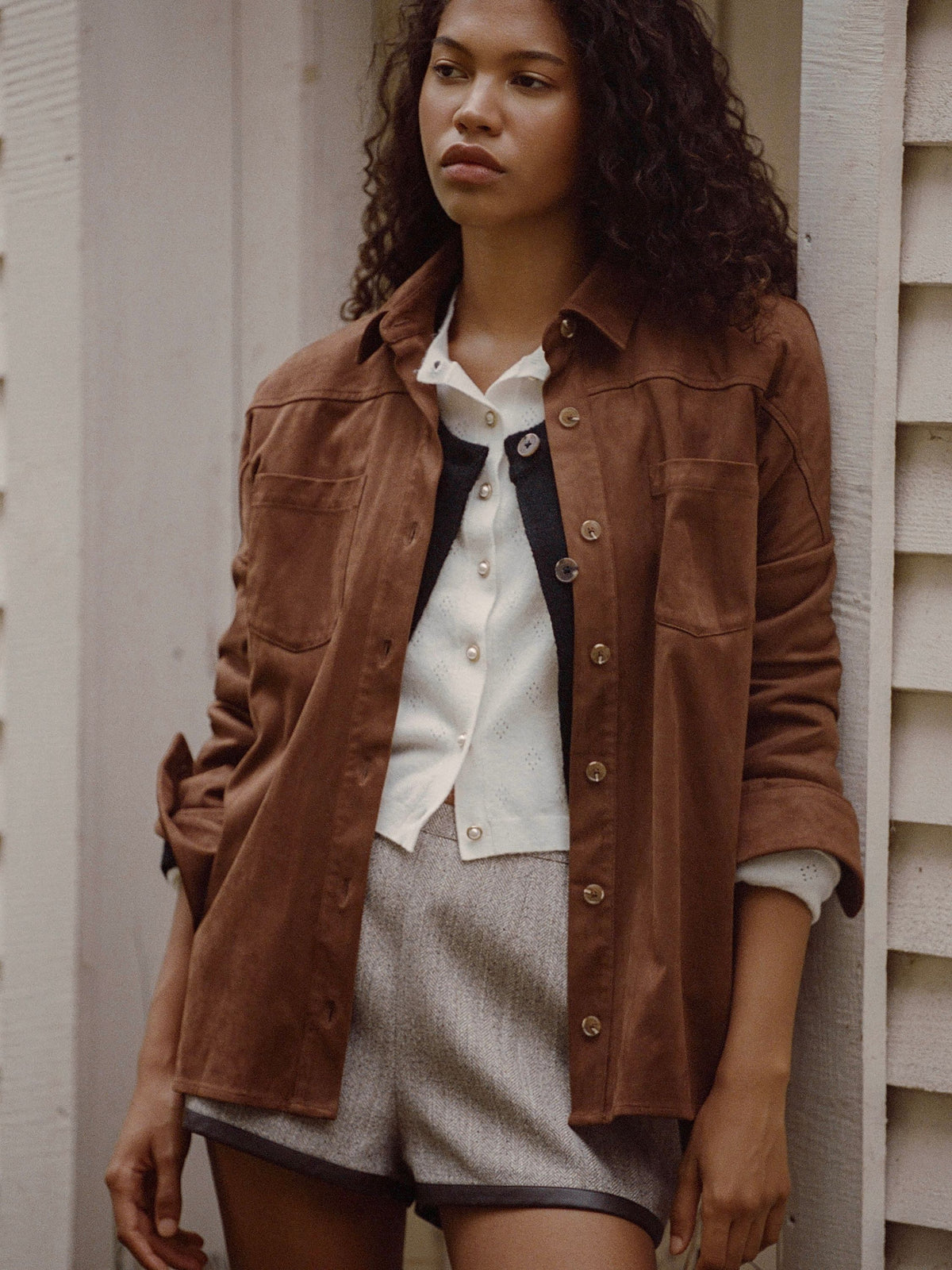 SONJA SUEDE BUTTON DOWN TOP View 1 | Fall Favorites