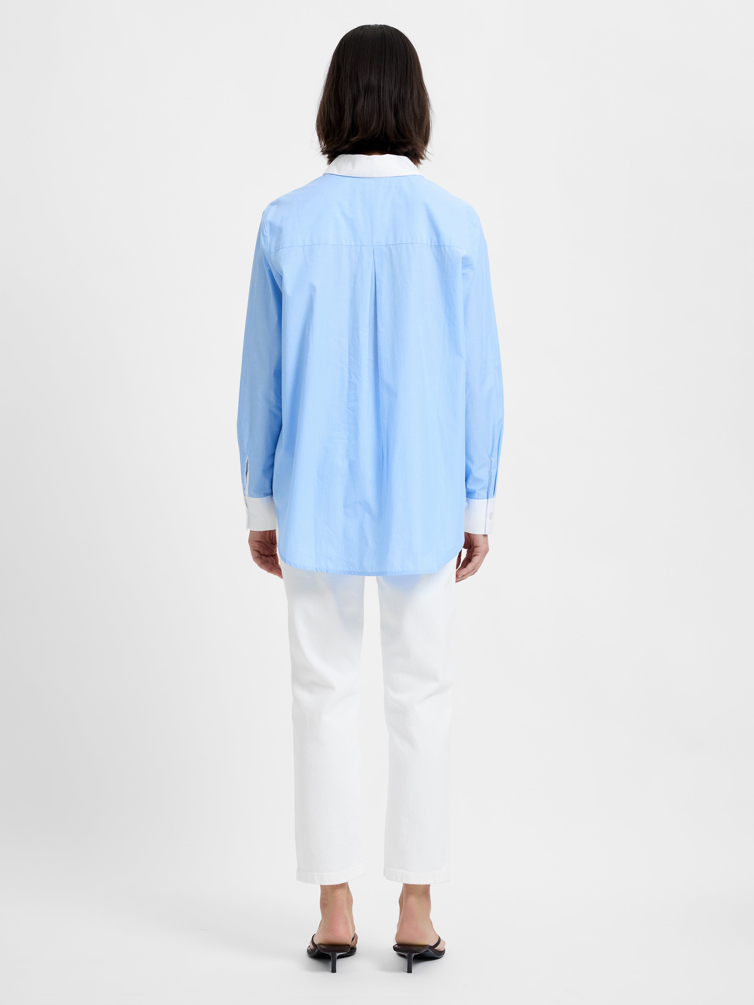 POPLIN TICKING CONTRAST BUTTON DOWN VIEW 4