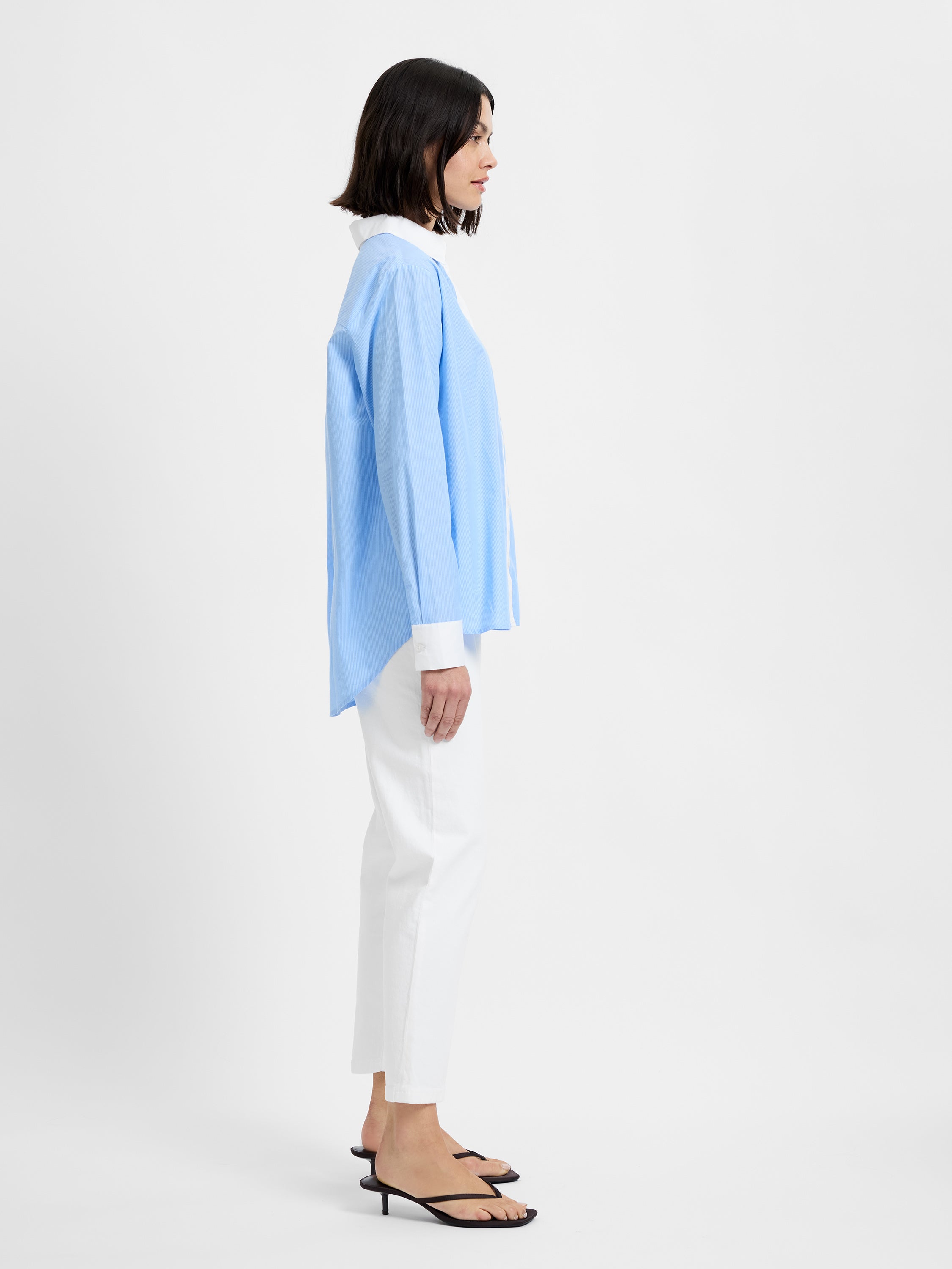 POPLIN TICKING CONTRAST BUTTON DOWN VIEW 5