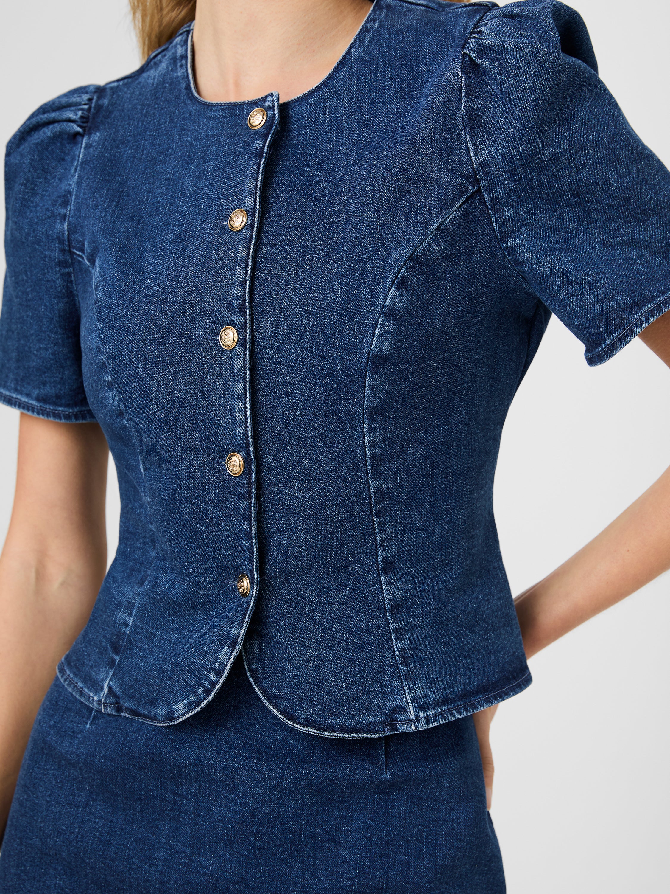 DELANCEY DENIM BUTTON FRONT TOP VIEW 4