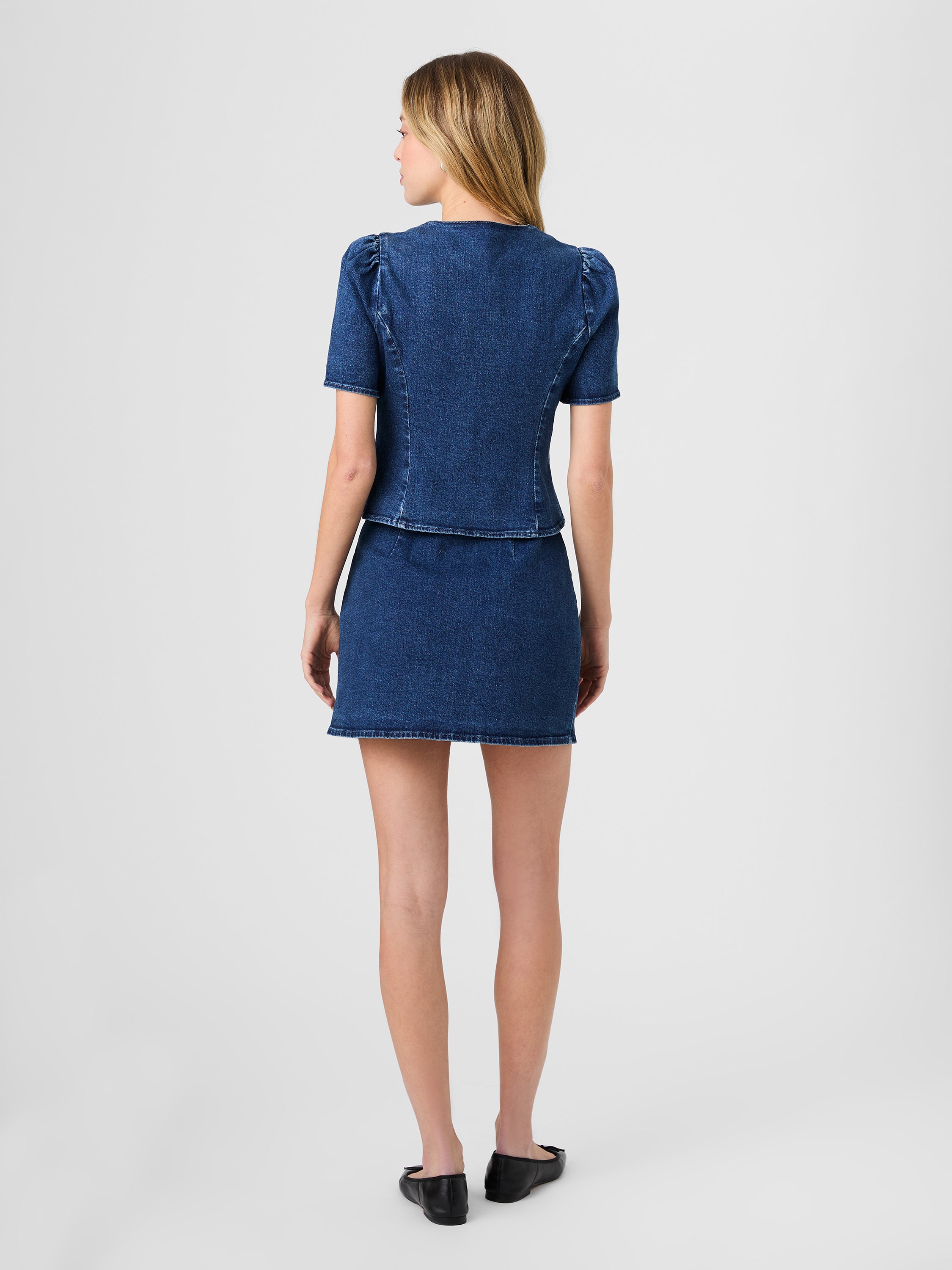 DELANCEY DENIM BUTTON FRONT TOP VIEW 5