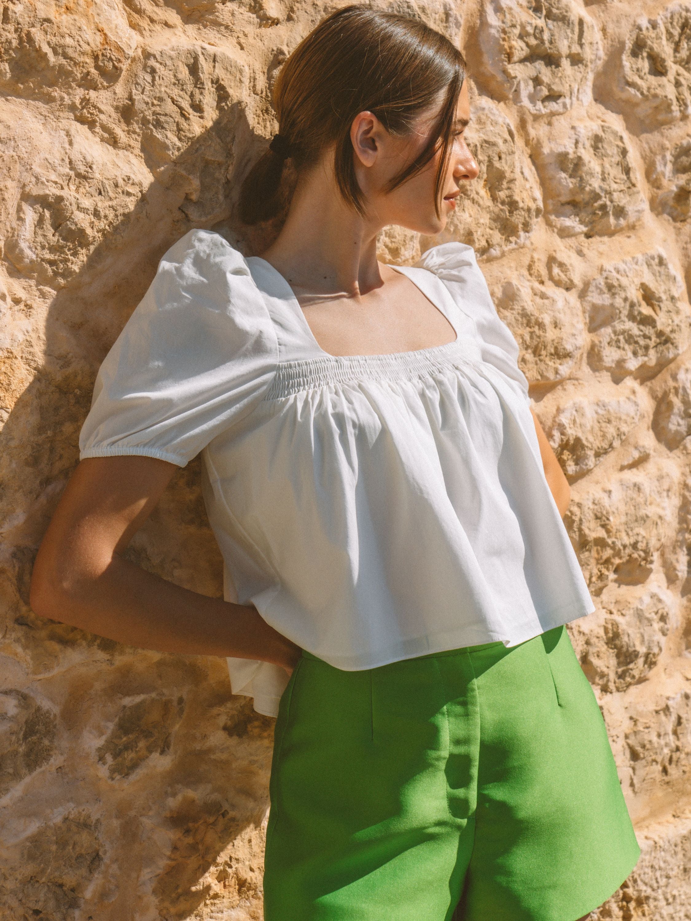 Cambria Cotton Puff Sleeve Top | French Connection US