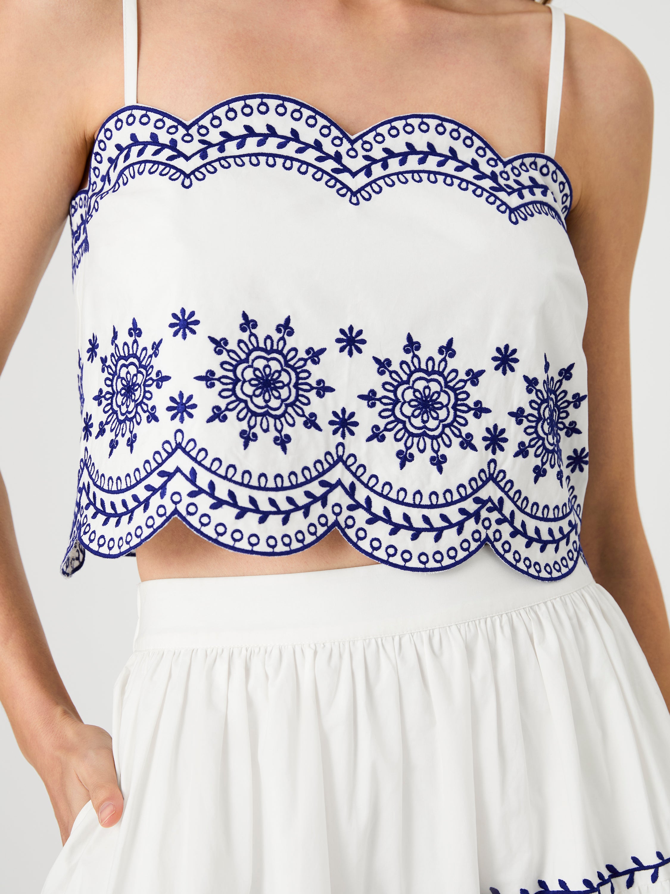 ALISSA COTTON EMBROIDERED STRAPPY TOP VIEW 3