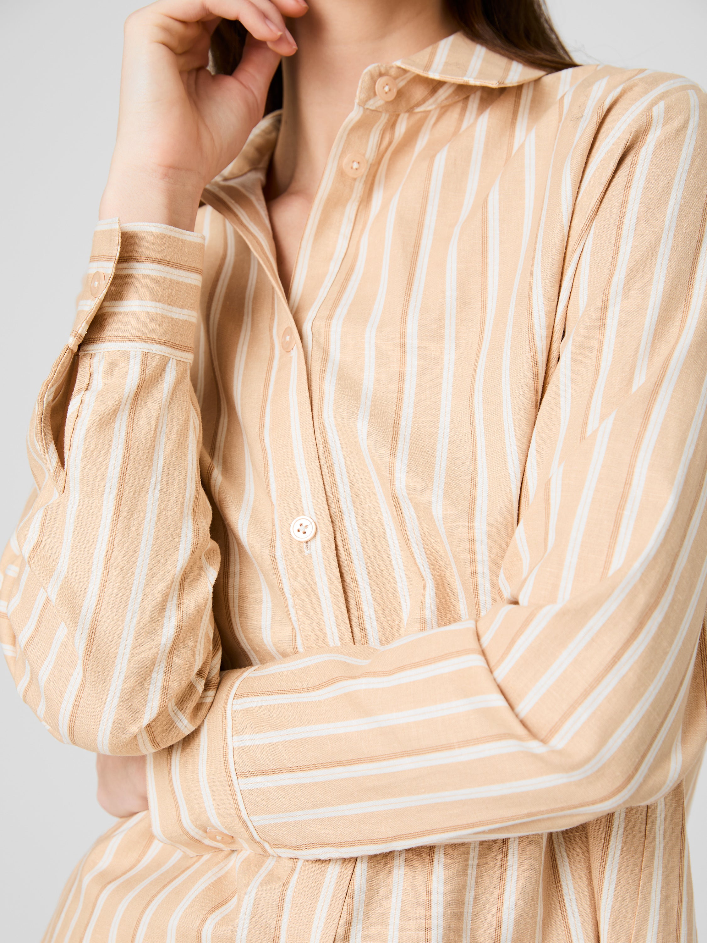 ASPEN LINEN SANDLOT STRIPE BUTTON DOWN SHIRT VIEW 4
